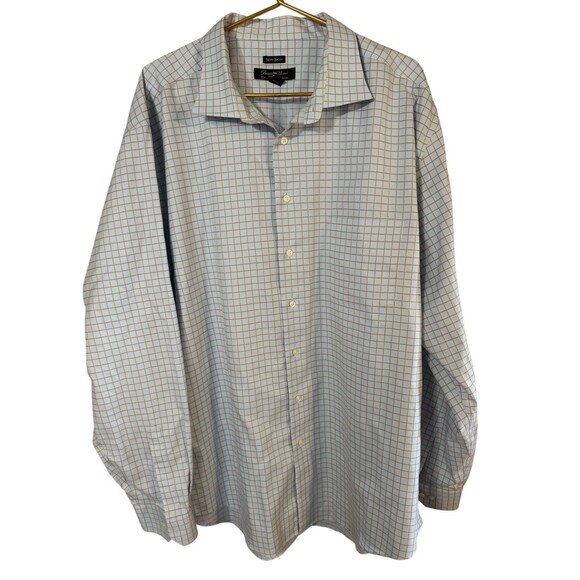 Pronto Uomo Button Up Shirt Mens 3XLT Blue Brown Check Non Iron Business Casual - Picture 1 of 4
